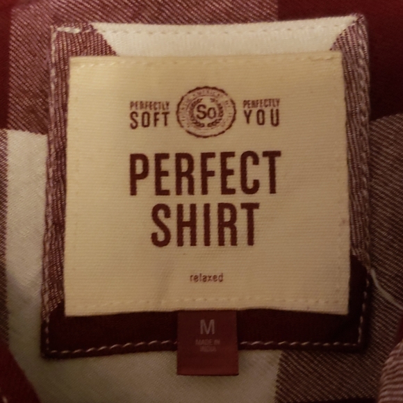 Burgundy and white flannel print shirt - Picture 3 of 3